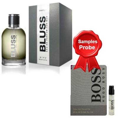Chatler Bluss Grey Men - Eau de Parfum 100 ml, Probe Hugo Boss Bottled