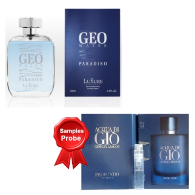 Luxure Geo Water Paradiso - Eau de Parfum 100 ml, Probe Armani Acqua di Giò Profondo