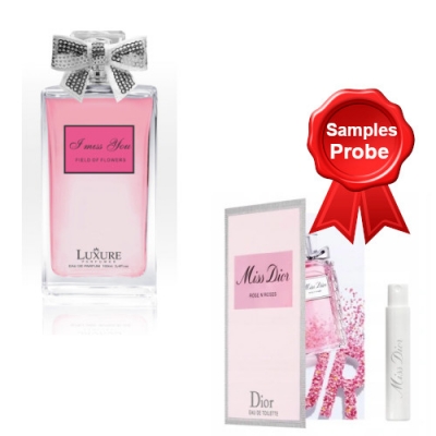 Luxure I Miss You Field of Flowers - Eau de Parfum 100 ml, Probe Miss Dior Rose N'Roses