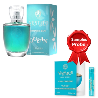 Luxure Vestito Dynamic Beat Ocean - Eau de Parfum 100 ml, Probe Versace Dylan Turquoise