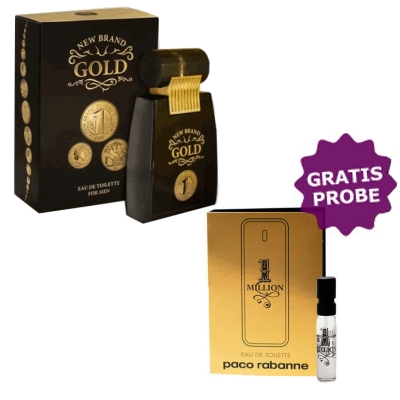 New Brand Gold For Men - Eau de Parfum 100 ml, Probe Paco Rabanne 1 Million