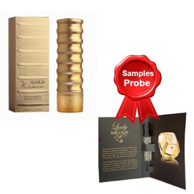 New Brand Gold Women - Eau de Parfum 100 ml, Probe Paco Rabanne Lady Million