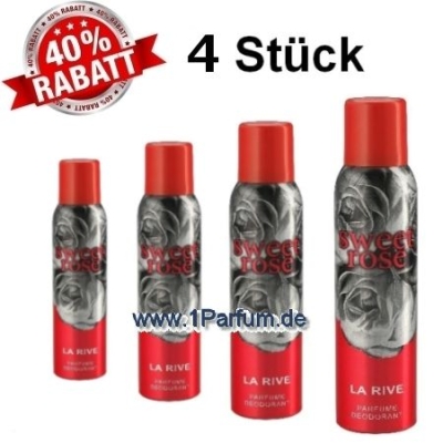 La Rive Sweet Rose - Deodorant Spray fur Damen 150 ml, 4 Stuck