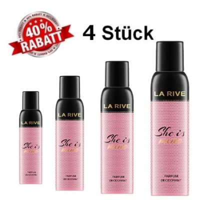 La Rive She Is Mine - deodorant fur Damen 150 ml, 4 Stuck