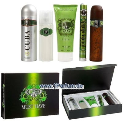 Cuba Must Have Green - Set fur Herren, 2 x Eau de Toilette, Showergel, Aftershave, Deospray